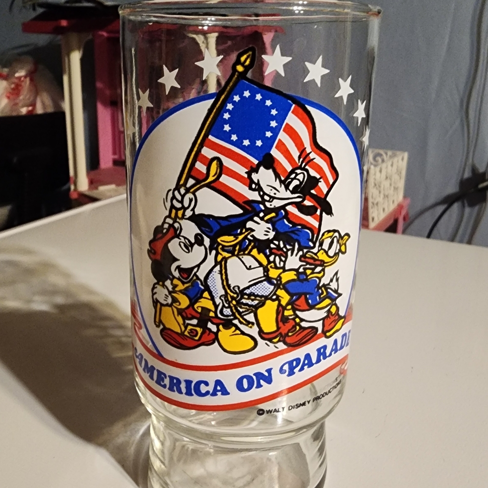 Disney Patriotic Parade Glass with Red, Blue, and Yellow